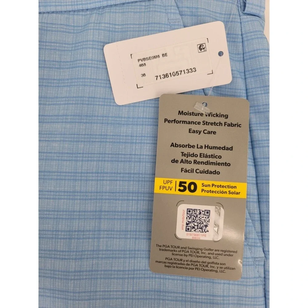 PGA Tour Mens 36 Golf Shorts Blue Performance Stretch‎ 8 Inseam Flat Front NWT